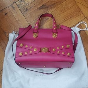 Versace Fuchsia Satchel with Gold Details